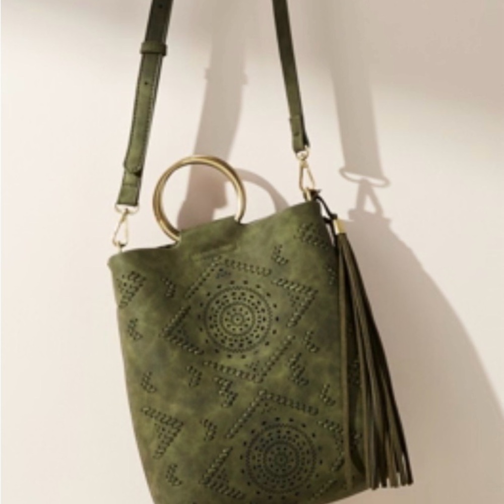 Anthropologie Olive Green Designer Bag